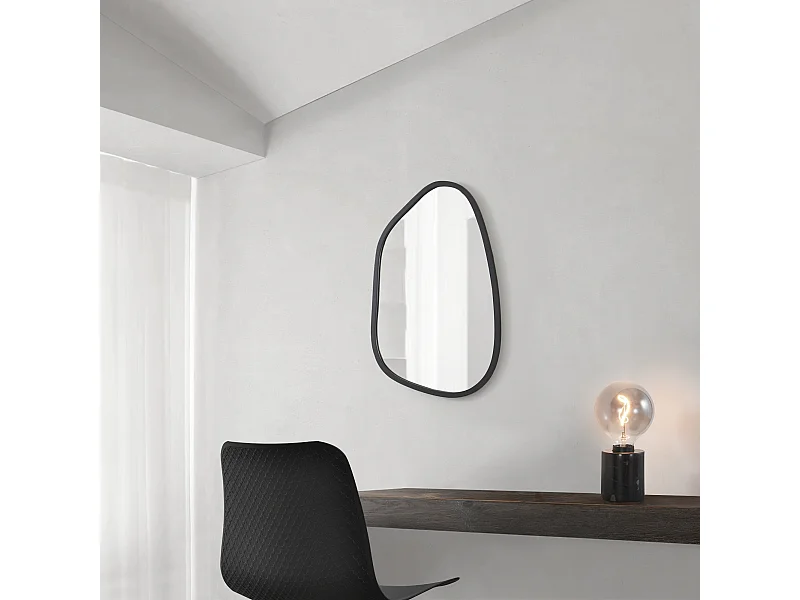 Miroir mural Filiano asymétrique 80 x 58 cm noir mat [en.casa]