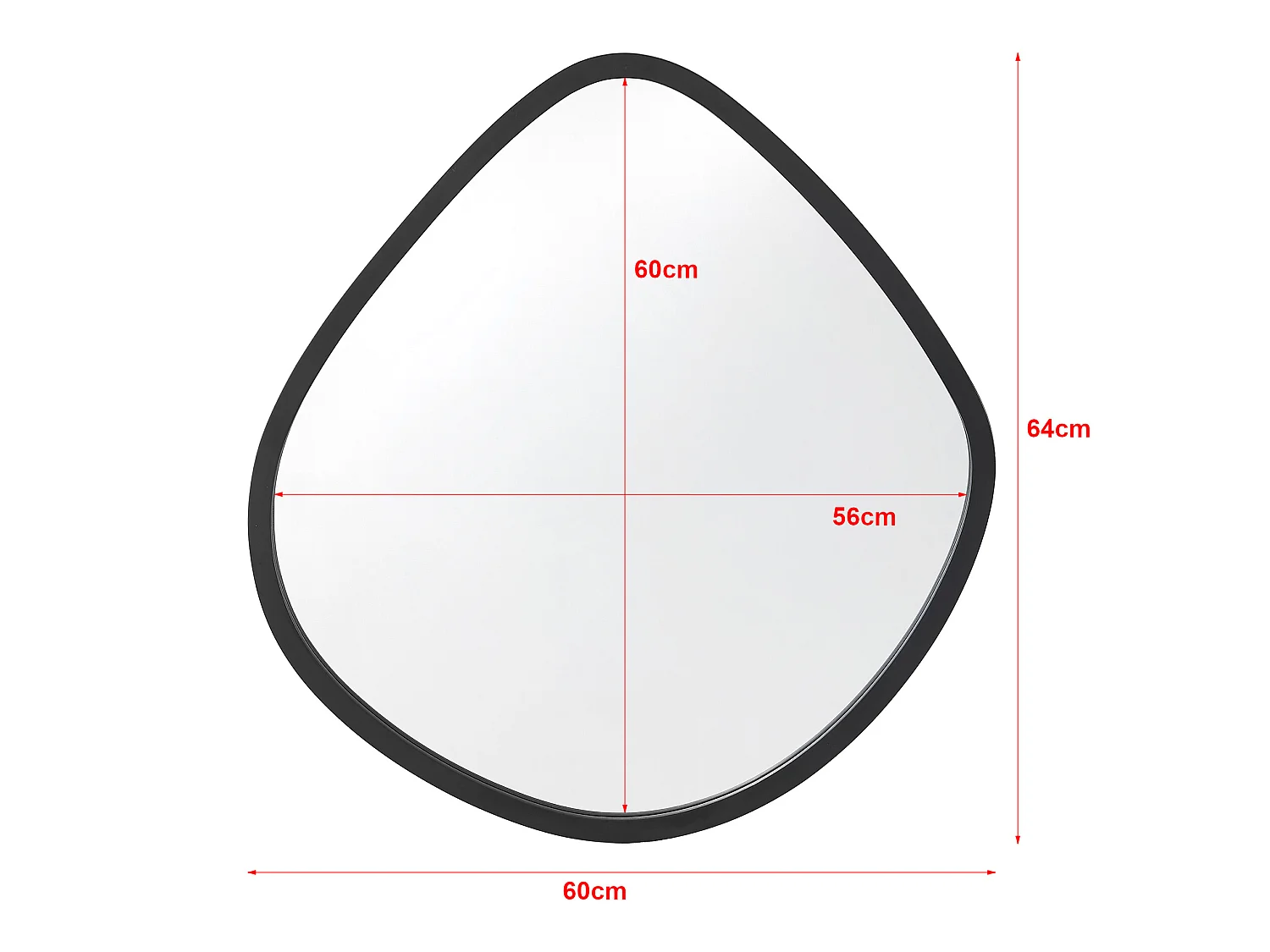 Miroir mural Galatone forme arrondie 64 x 60 cm noir mat [en.casa]