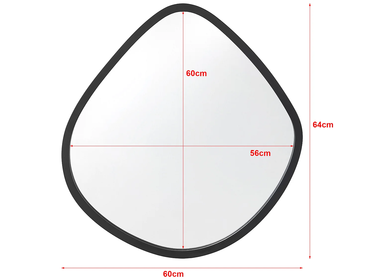 Miroir mural Galatone forme arrondie 64 x 60 cm noir mat [en.casa]