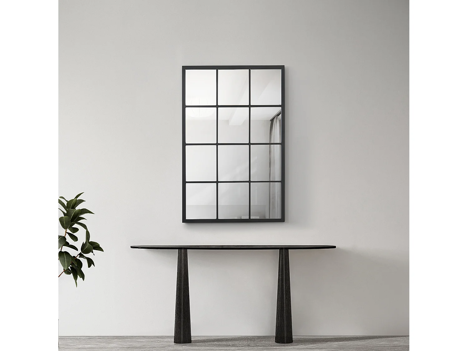 Miroir mural Cupello rectangulaire 90 x 60 cm noir mat [en.casa]