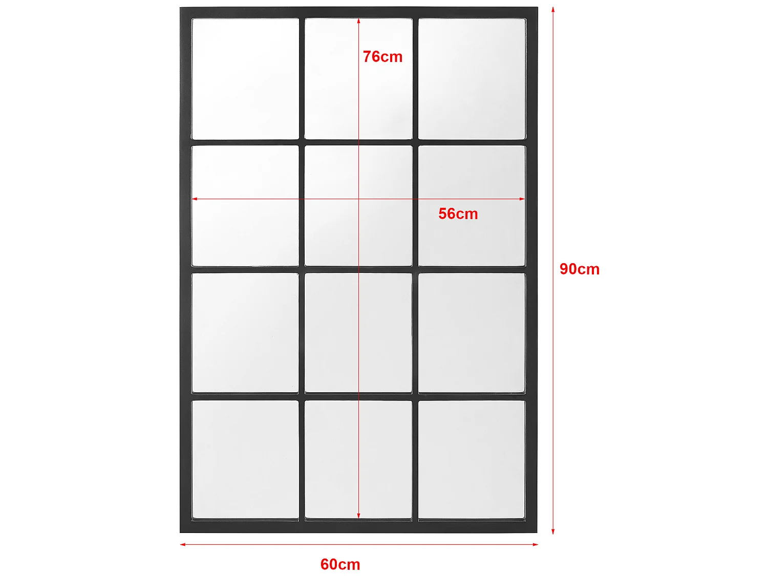 Miroir mural Cupello rectangulaire 90 x 60 cm noir mat [en.casa]