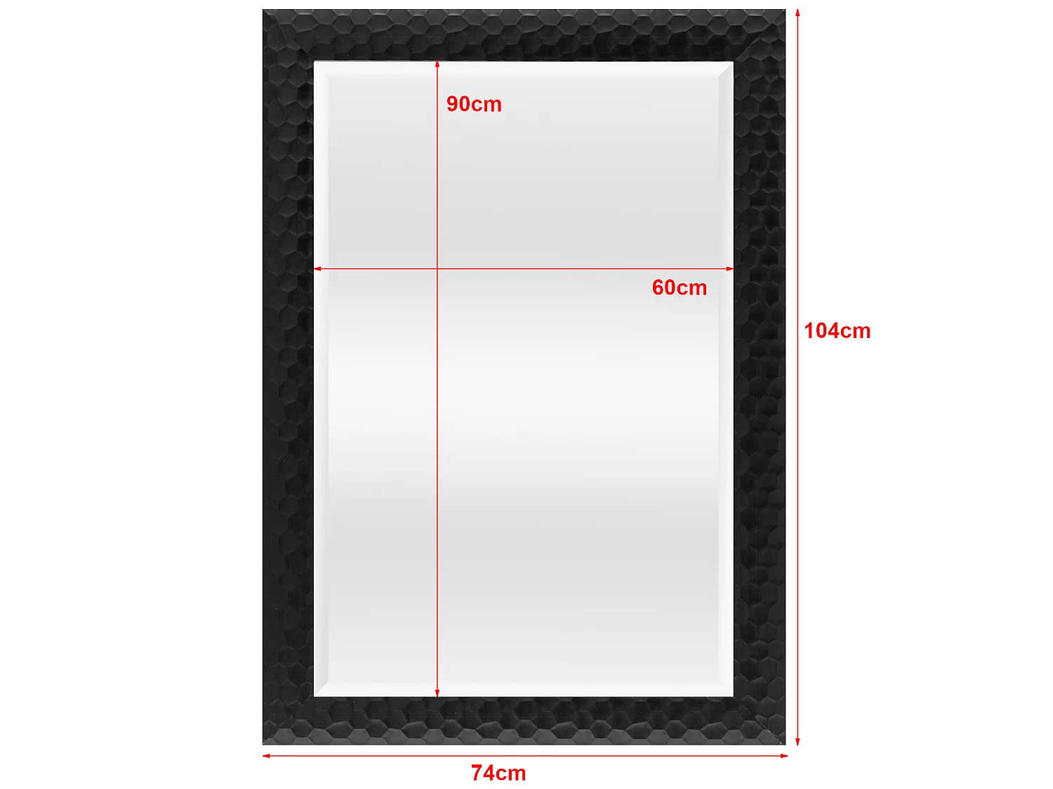 Miroir mural Ocre rectangulaire 104 x 74 cm noir [en.casa]