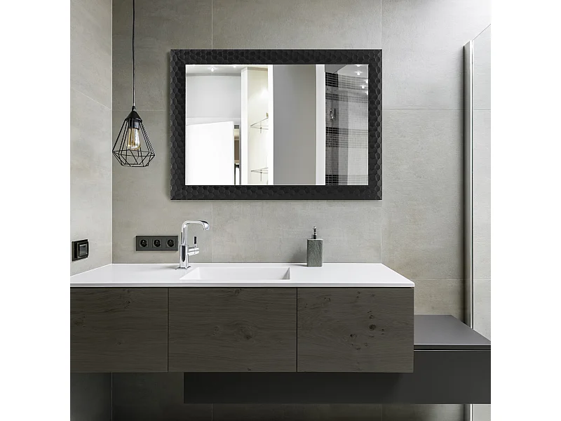Miroir mural Ocre rectangulaire 104 x 74 cm noir [en.casa]