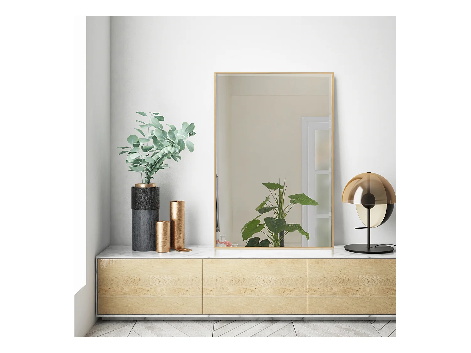 Miroir mural Novoli rectangulaire 72 x 52 cm doré [en.casa]