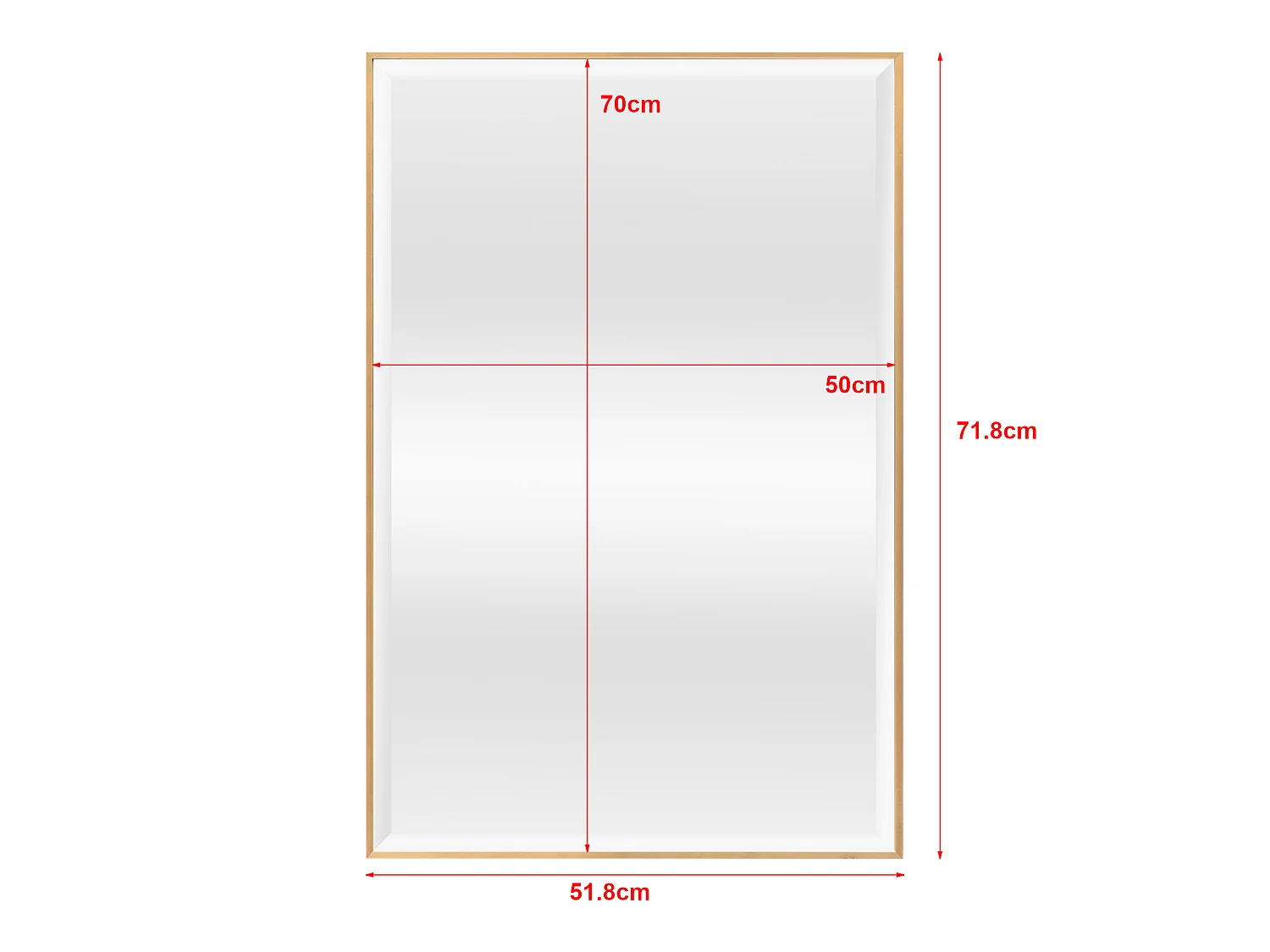 Miroir mural Novoli rectangulaire 72 x 52 cm doré [en.casa]