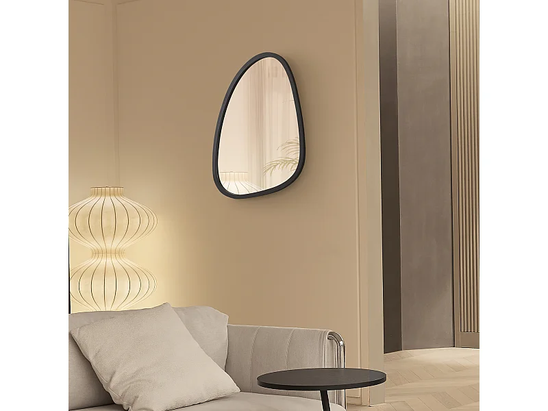 Miroir mural Grottole asymétrique 62 x 50 cm noir mat [en.casa]