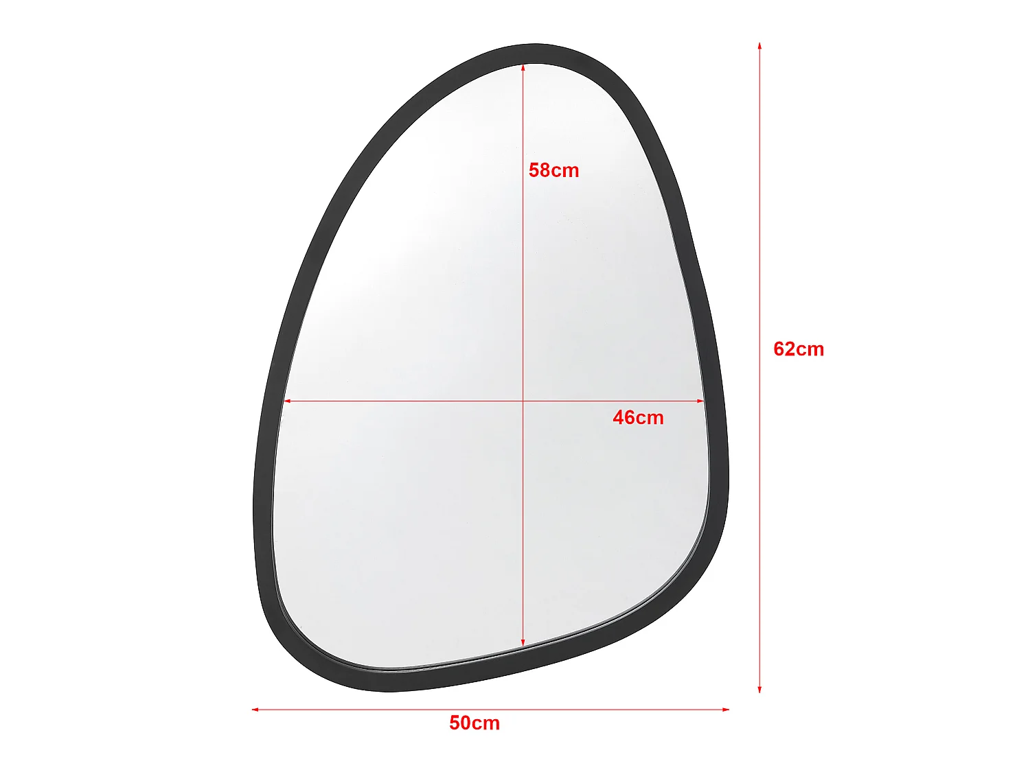 Miroir mural Grottole asymétrique 62 x 50 cm noir mat [en.casa]