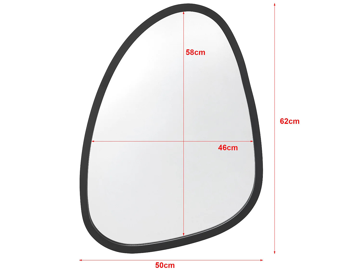 Miroir mural Grottole asymétrique 62 x 50 cm noir mat [en.casa]