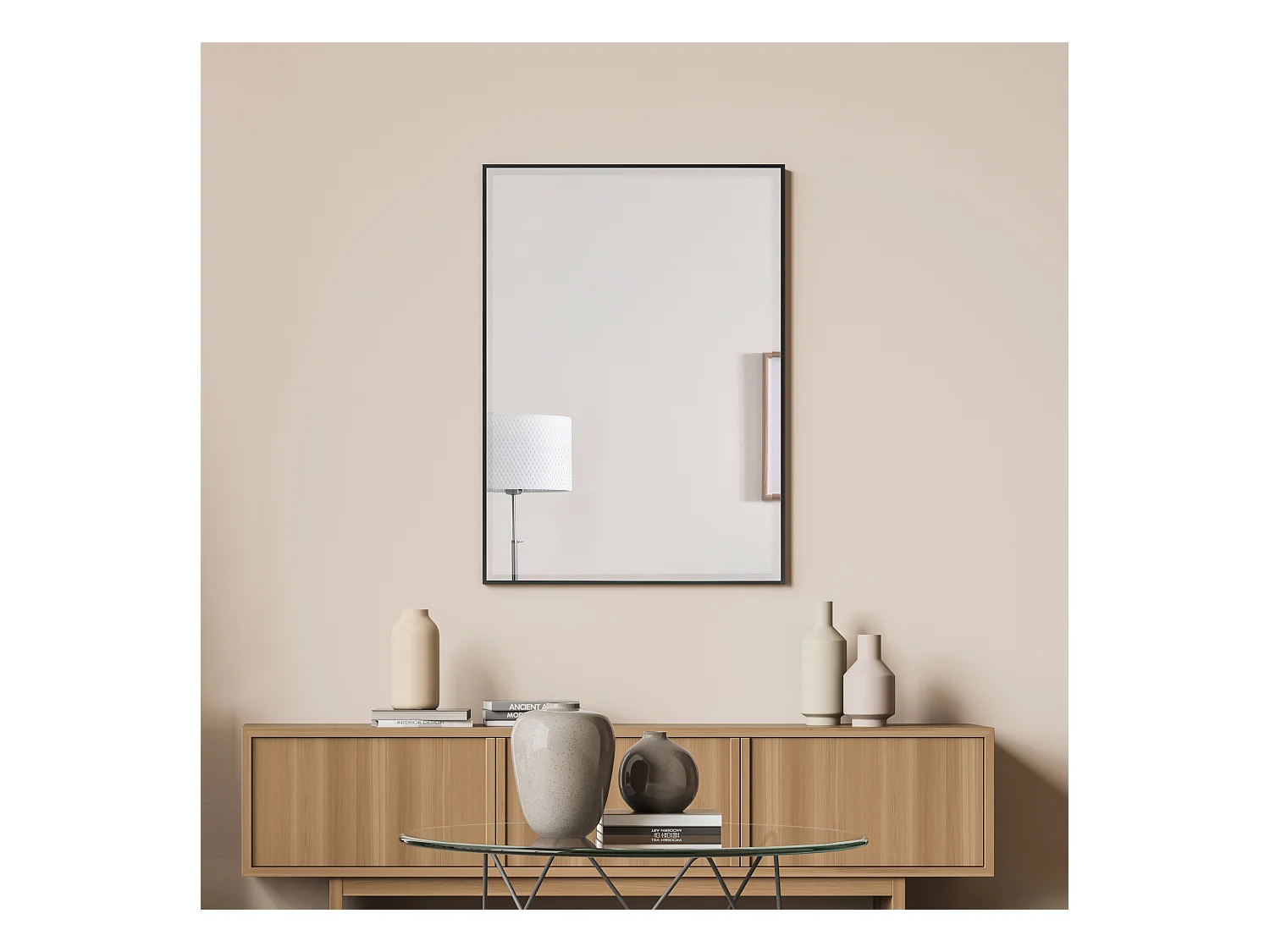 Miroir mural Novoli rectangulaire 72 x 52 cm noir [en.casa]