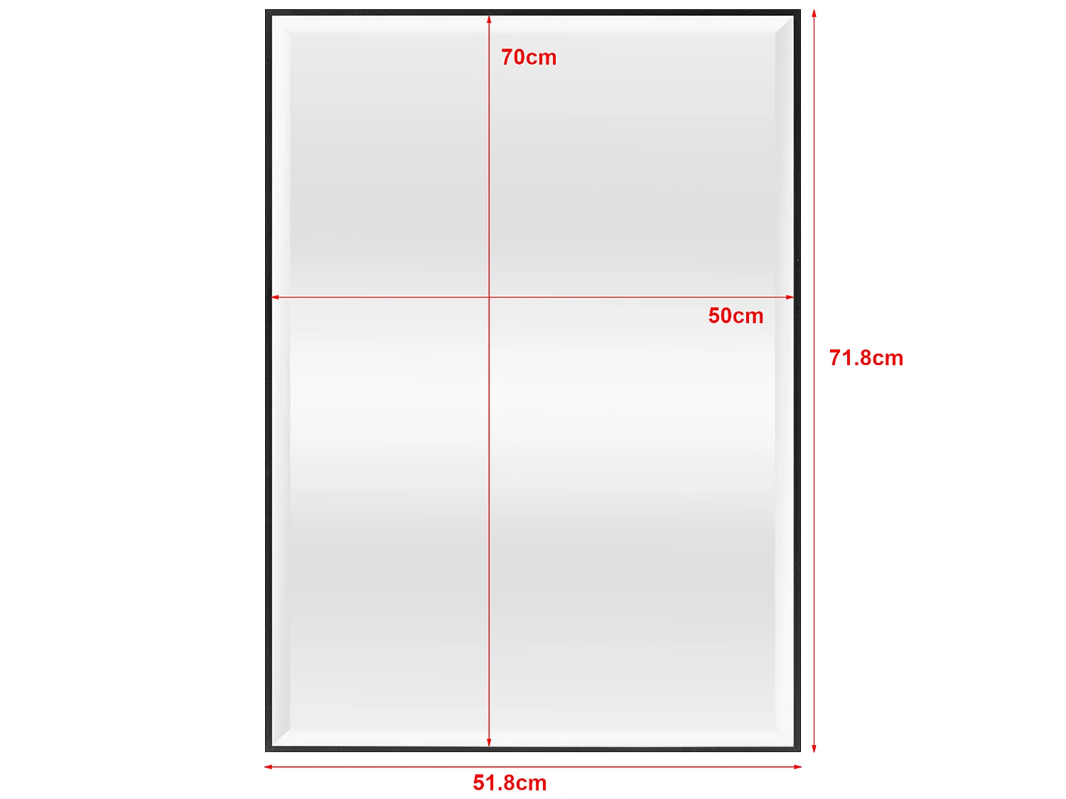 Miroir mural Novoli rectangulaire 72 x 52 cm noir [en.casa]