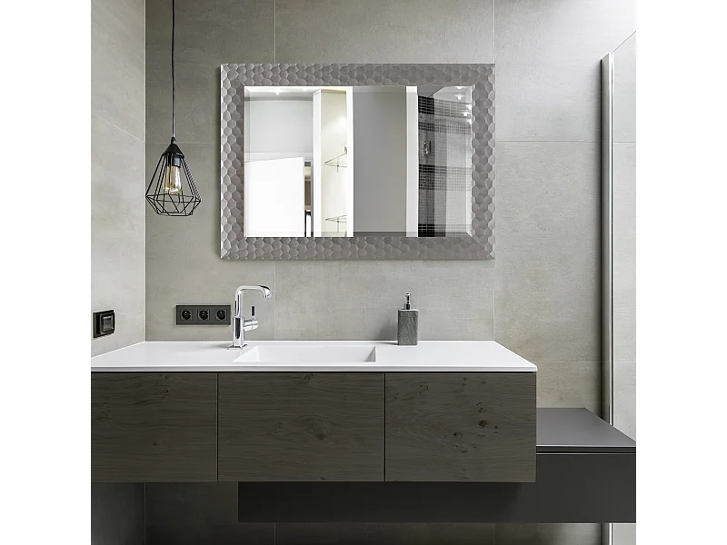 Miroir mural Ocre rectangulaire 104 x 74 cm argenté [en.casa]