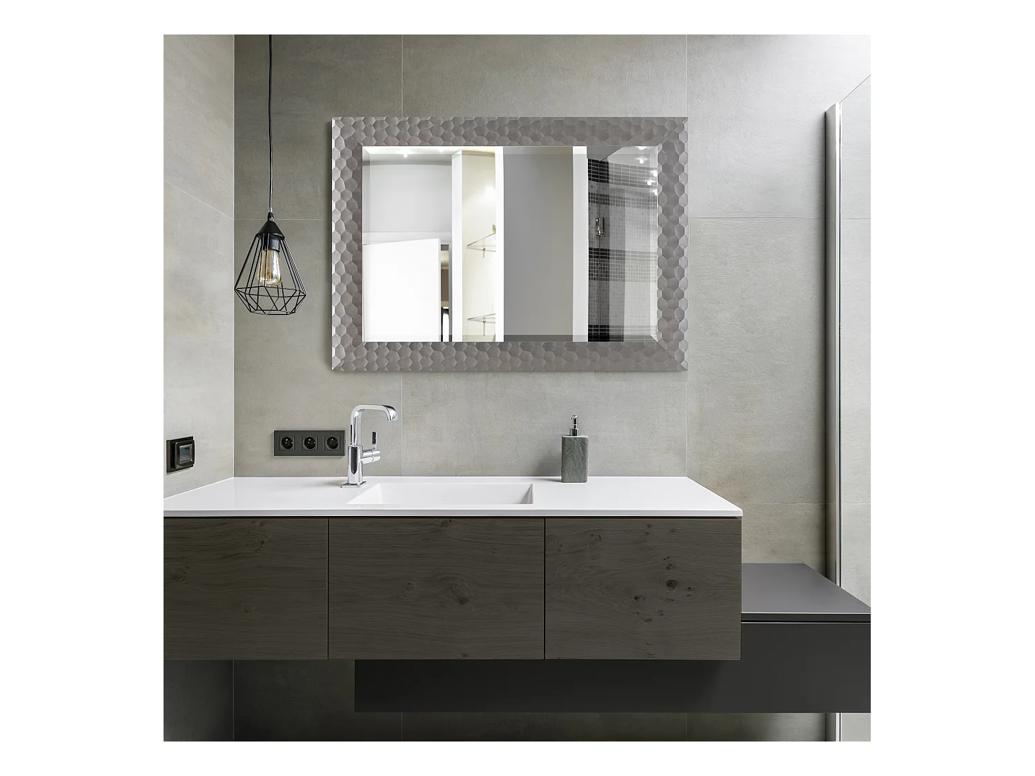 Miroir mural Ocre rectangulaire 104 x 74 cm argenté [en.casa]