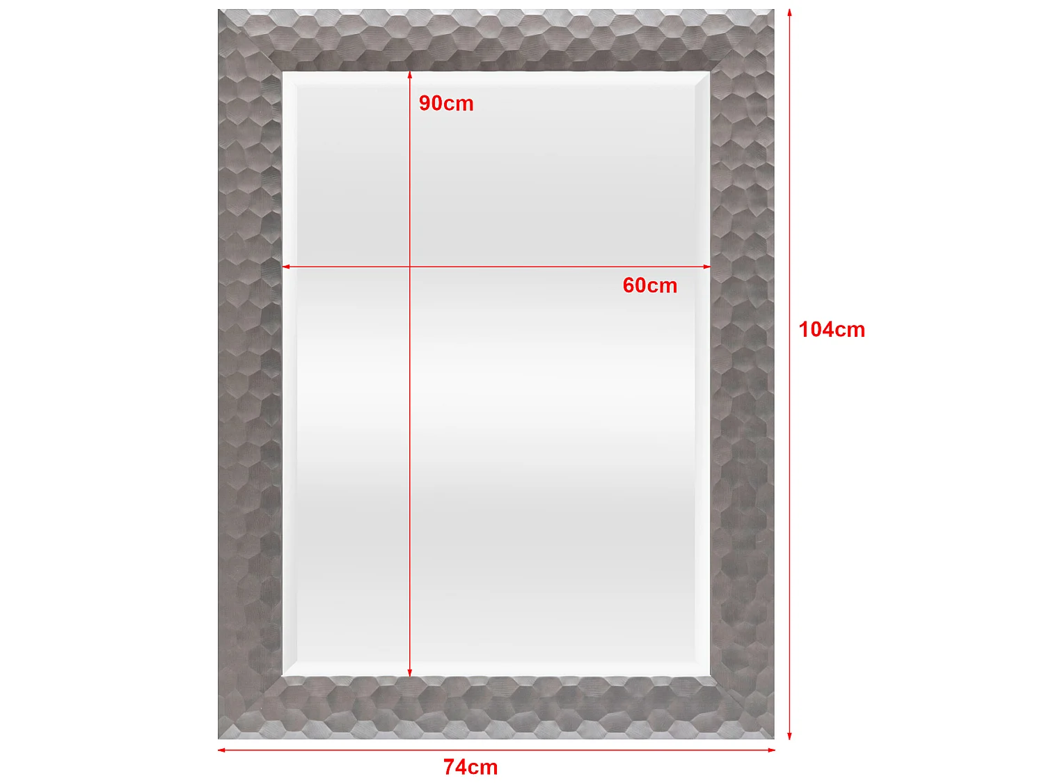 Miroir mural Ocre rectangulaire 104 x 74 cm argenté [en.casa]