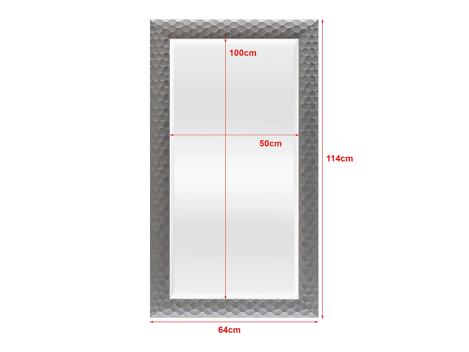 Miroir mural Ocre rectangulaire 114 x 64 cm argenté [en.casa]