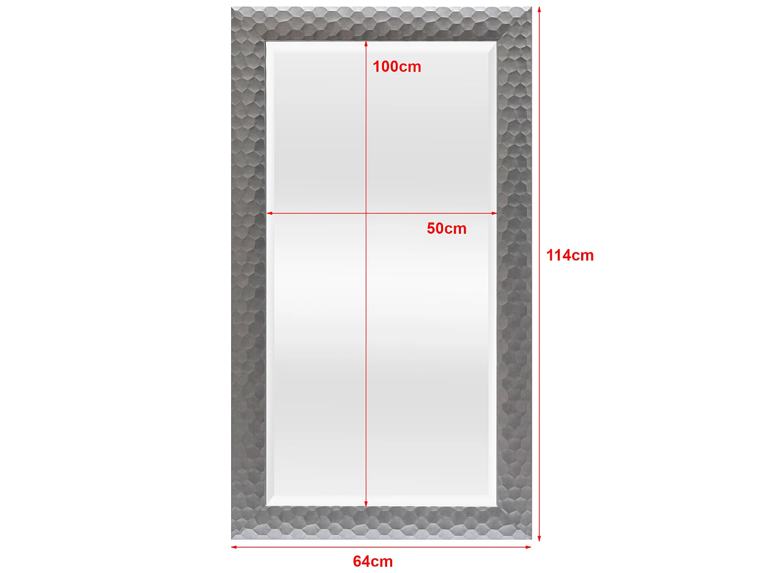 Miroir mural Ocre rectangulaire 114 x 64 cm argenté [en.casa]