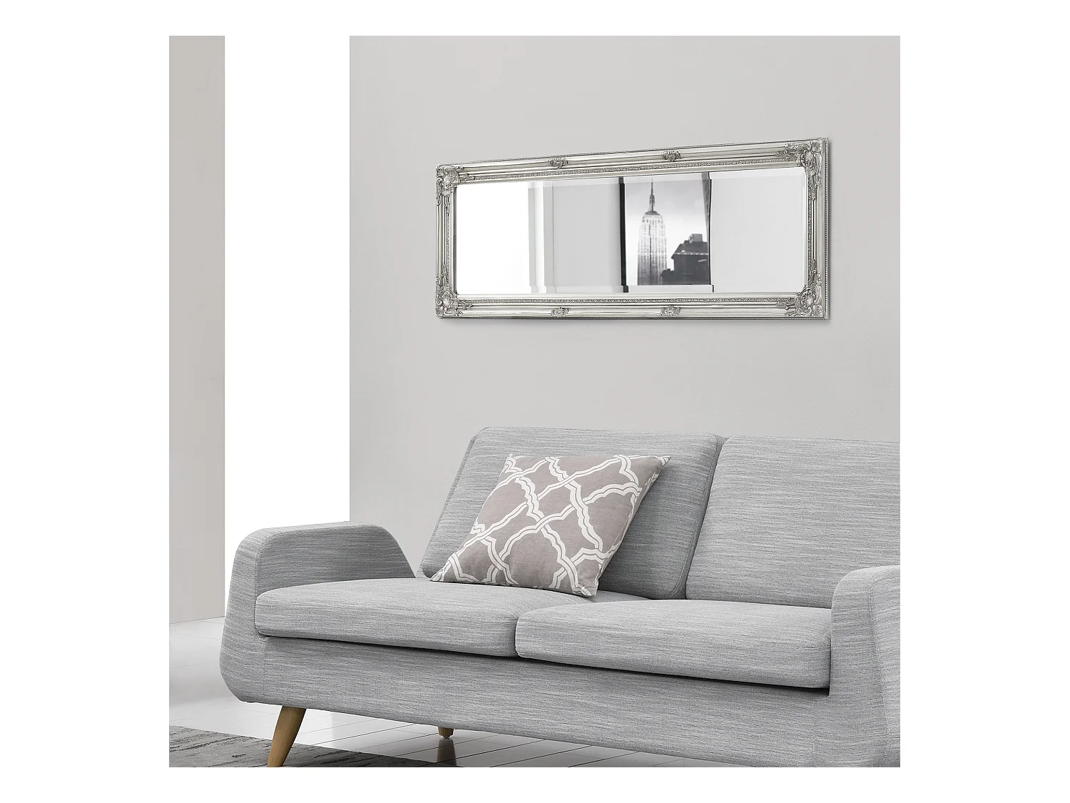 Miroir Mural Livorno 132 x 42 x 3,5 cm Argenté [en.casa]