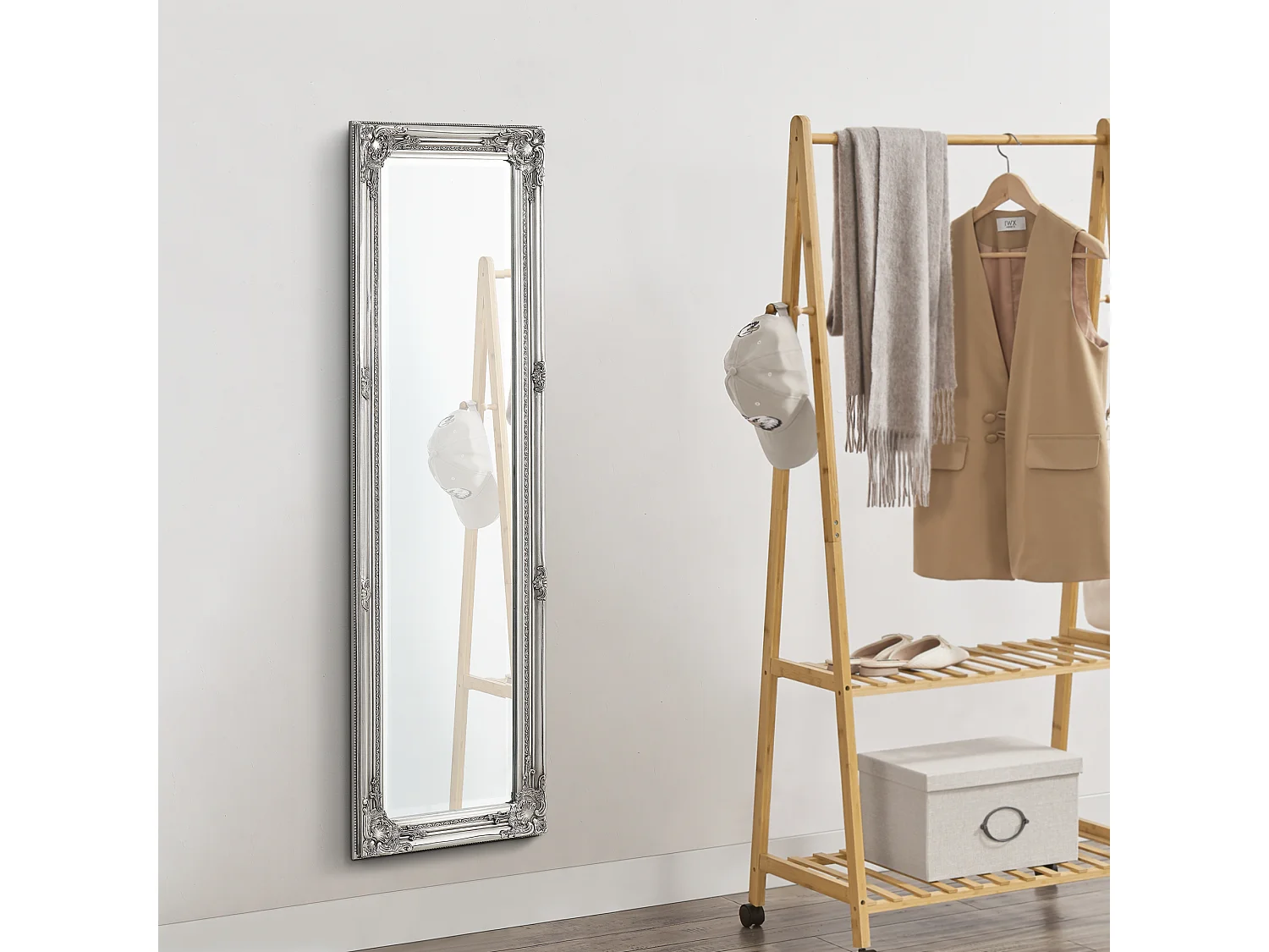 Miroir Mural Livorno 132 x 42 x 3,5 cm Argenté [en.casa]