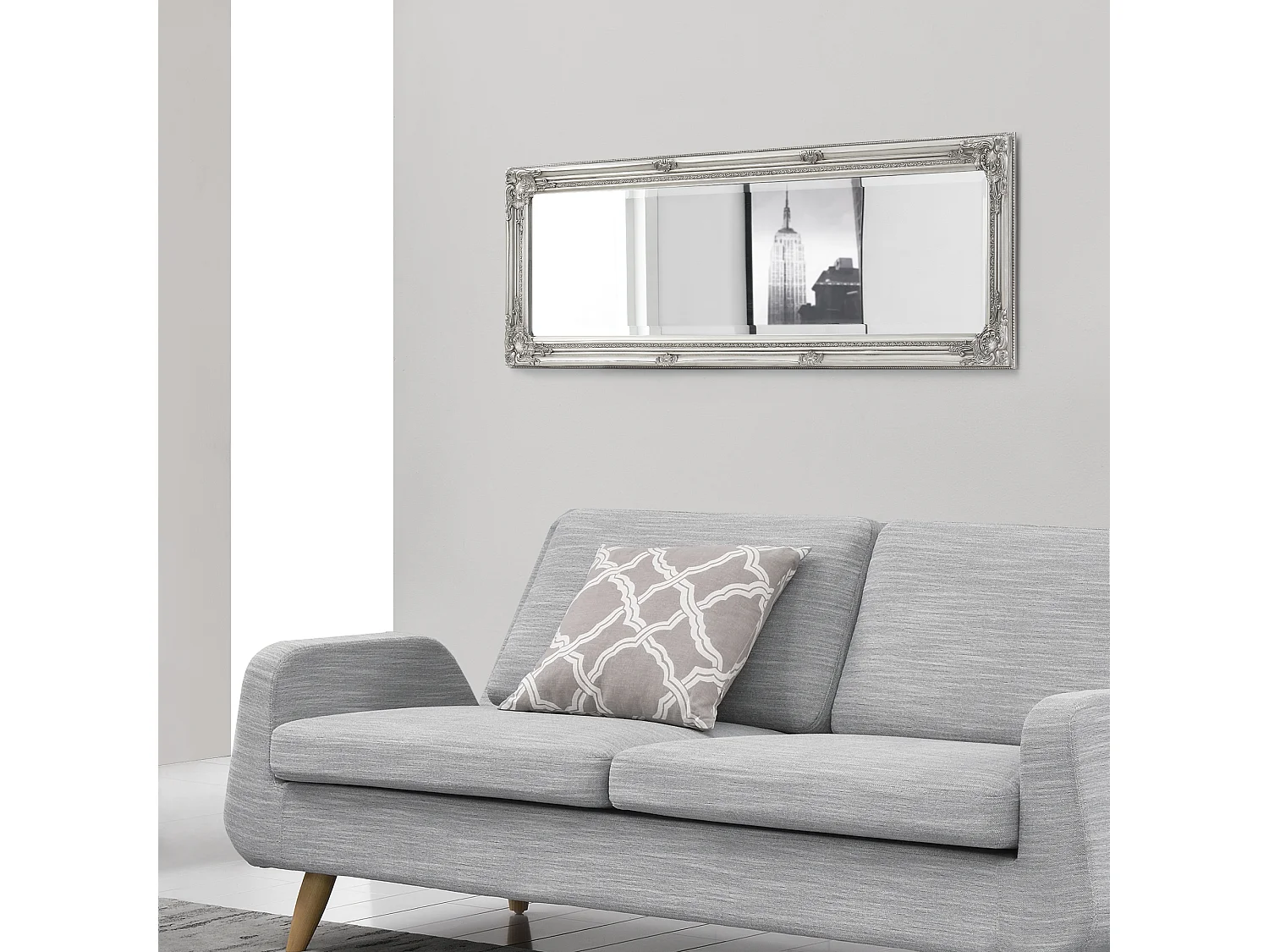 Miroir Mural Livorno 132 x 42 x 3,5 cm Argenté [en.casa]