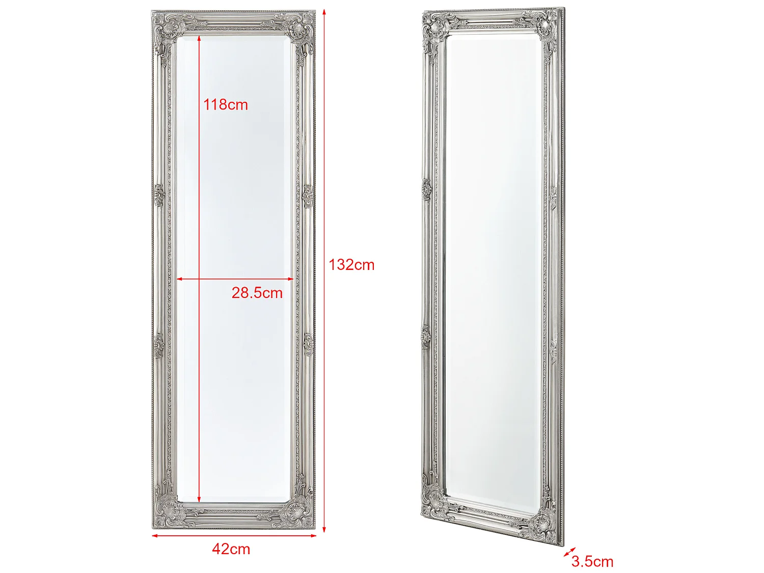 Miroir Mural Livorno 132 x 42 x 3,5 cm Argenté [en.casa]