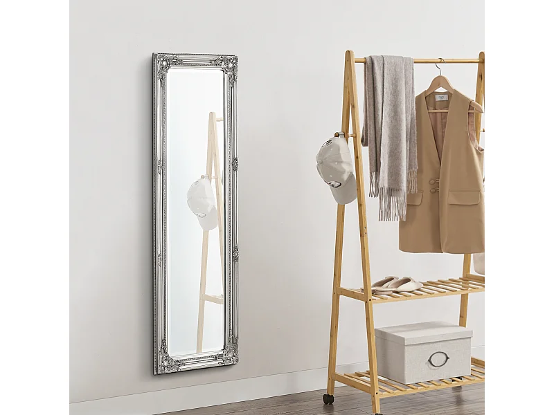 Miroir Mural Livorno 132 x 42 x 3,5 cm Argenté [en.casa]