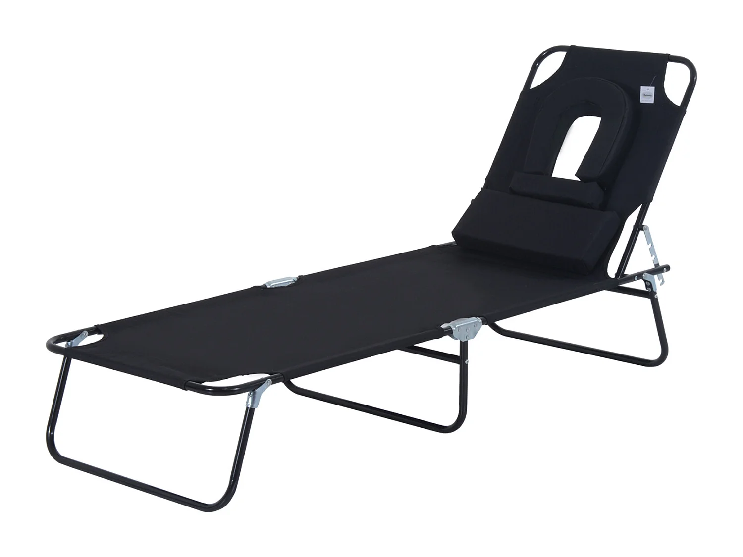 Bain de soleil pliable transat inclinable 4 positions chaise longue de lecture 3 coussins fournis noir