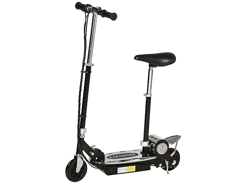 Trottinette électrique 120 W pliable pour enfant de 7 à 12 ans hauteur guidon et selle réglable 10 Km/h max. noir
