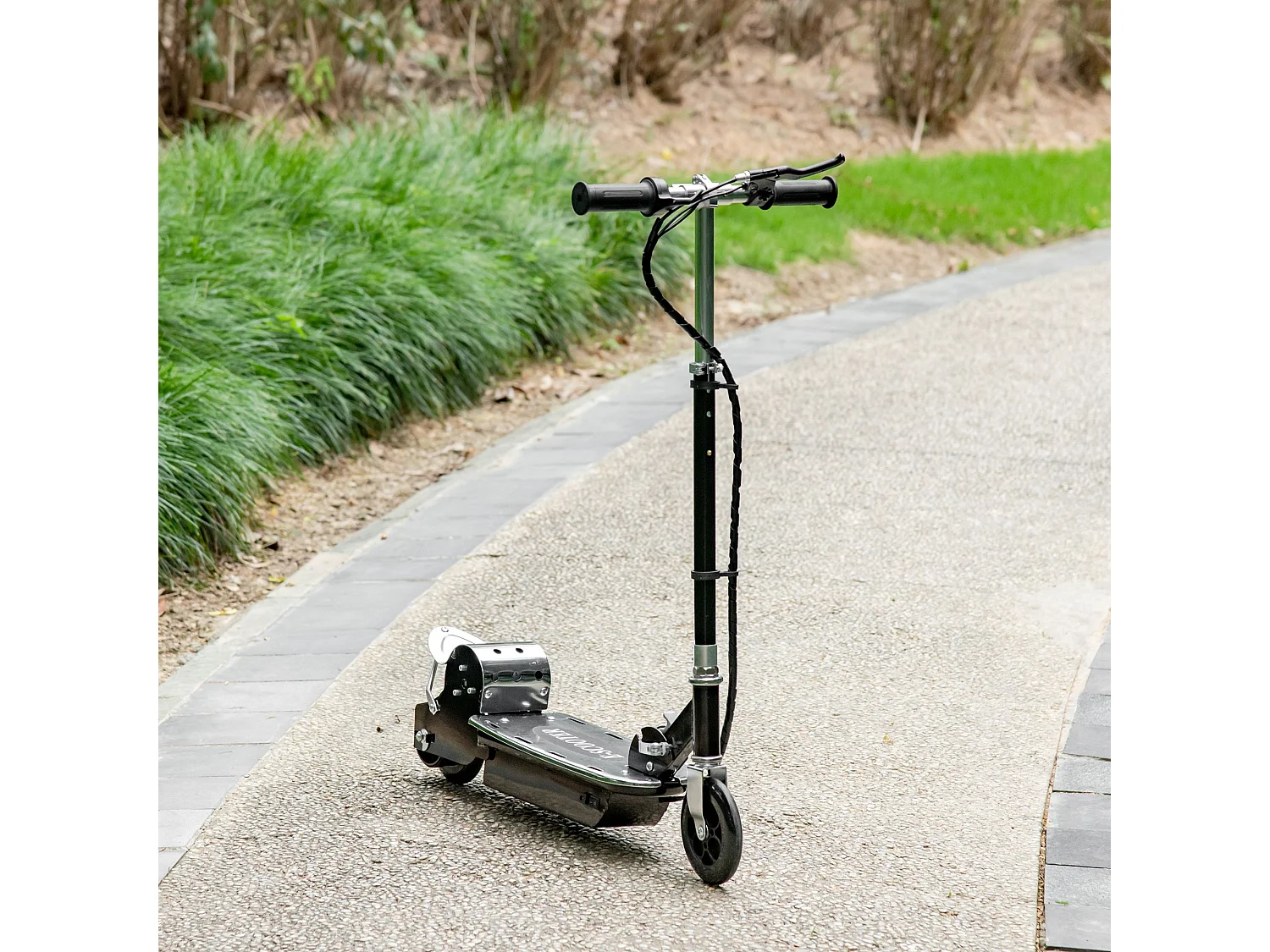 Trottinette électrique 120 W pliable pour enfant de 7 à 12 ans hauteur guidon et selle réglable 10 Km/h max. noir