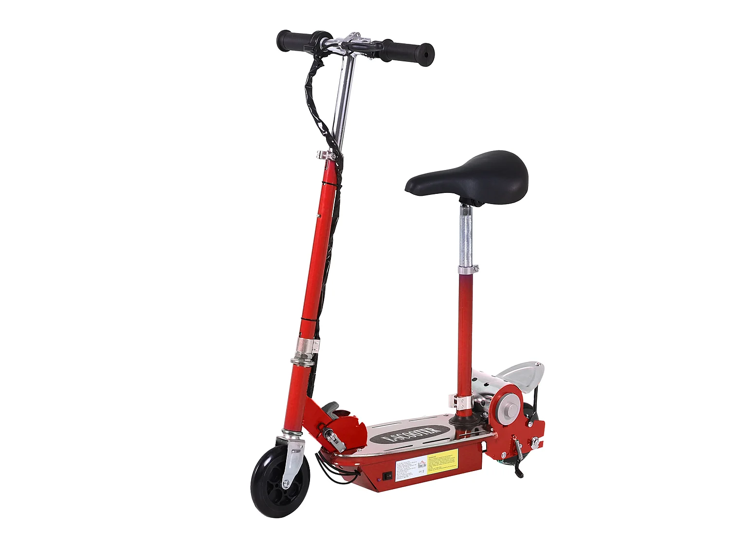 Trottinette électrique 120 W pliable pour enfant de 7 à 12 ans hauteur guidon et selle réglable 10 Km/h max. rouge