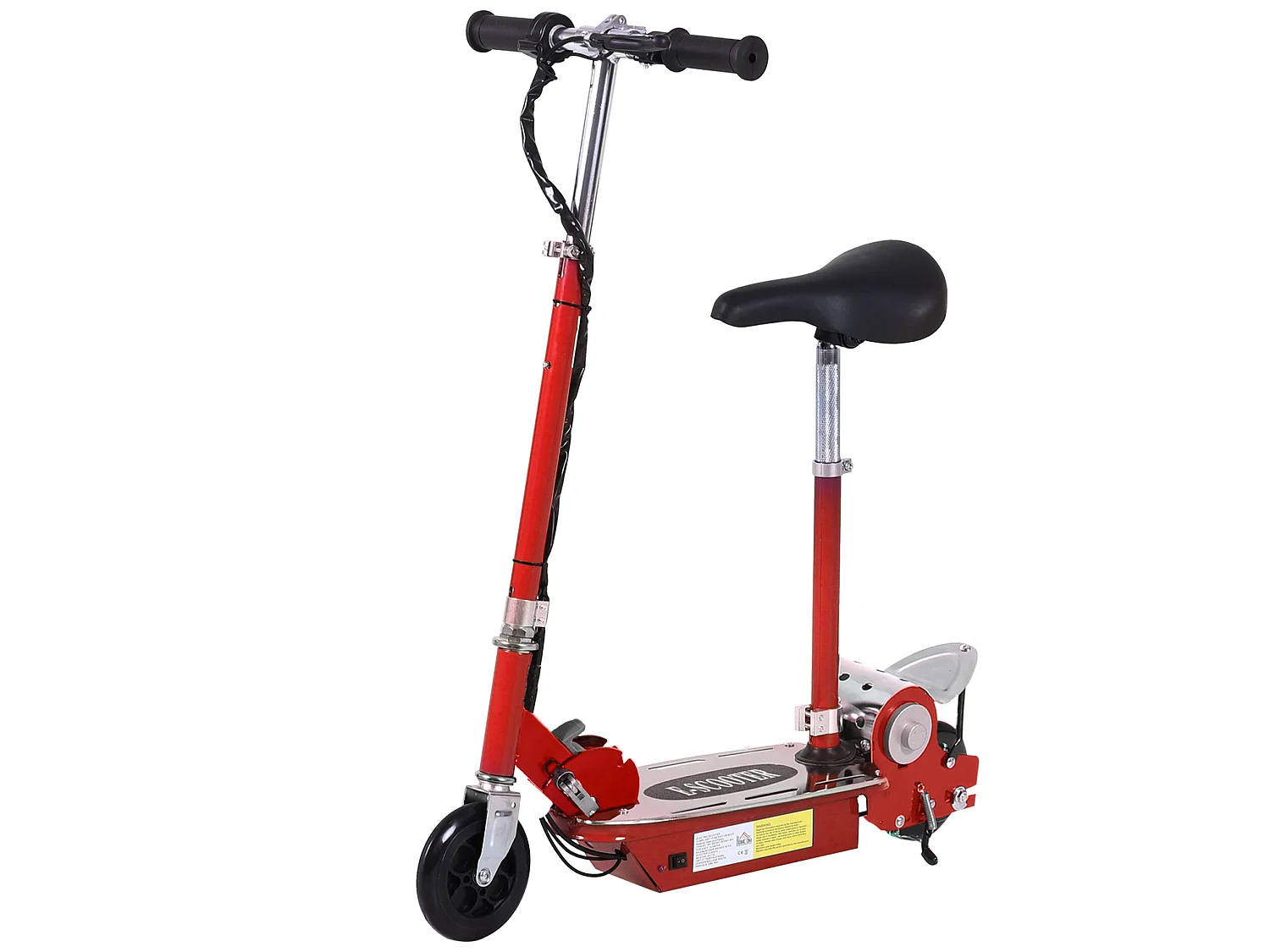 Trottinette électrique 120 W pliable pour enfant de 7 à 12 ans hauteur guidon et selle réglable 10 Km/h max. rouge