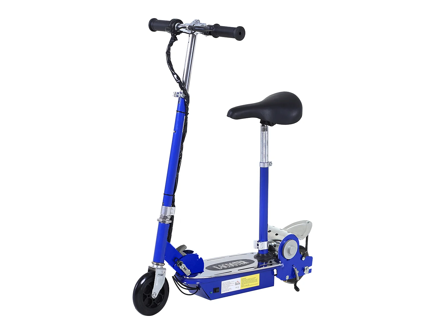 Trottinette électrique 120 W pliable pour enfant de 7 à 12 ans hauteur guidon et selle réglable 10 Km/h max. bleu