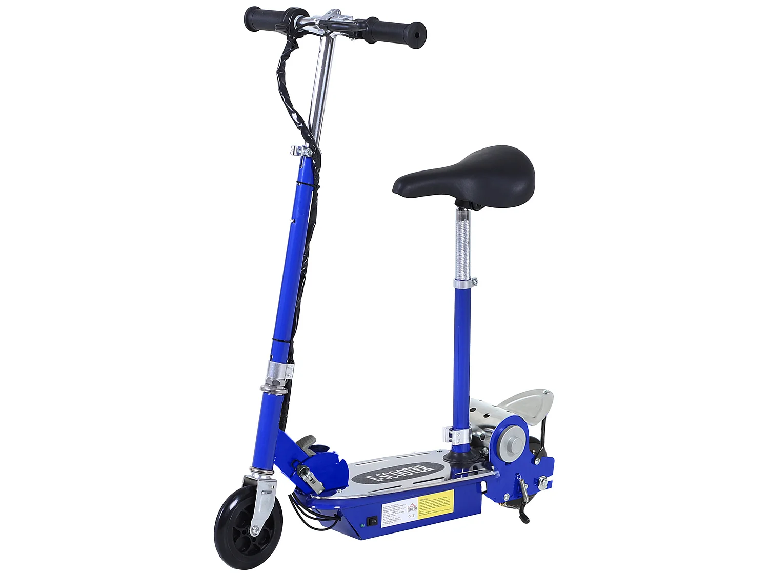 Trottinette électrique 120 W pliable pour enfant de 7 à 12 ans hauteur guidon et selle réglable 10 Km/h max. bleu