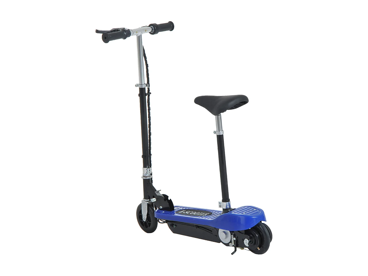 Trottinette électrique 120 W pliable pour enfant de 7 à 12 ans hauteur guidon et selle réglable 10 Km/h max. 2 roues PU bleu