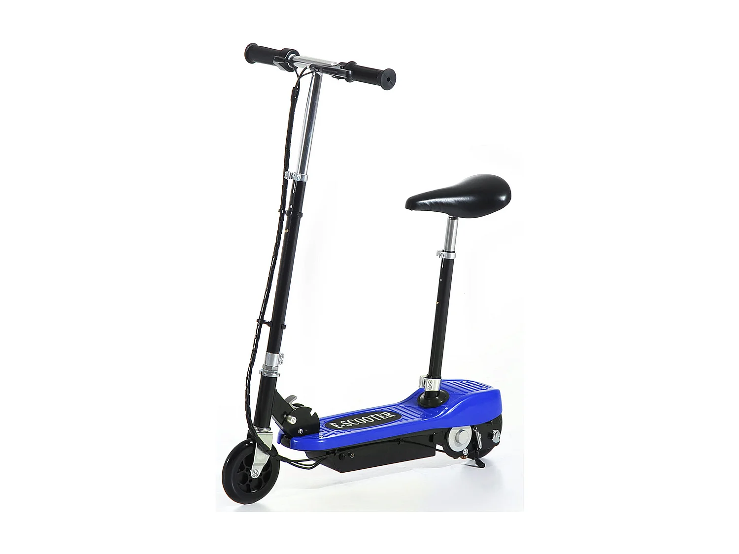 Trottinette électrique 120 W pliable pour enfant de 7 à 12 ans hauteur guidon et selle réglable 10 Km/h max. 2 roues PU bleu