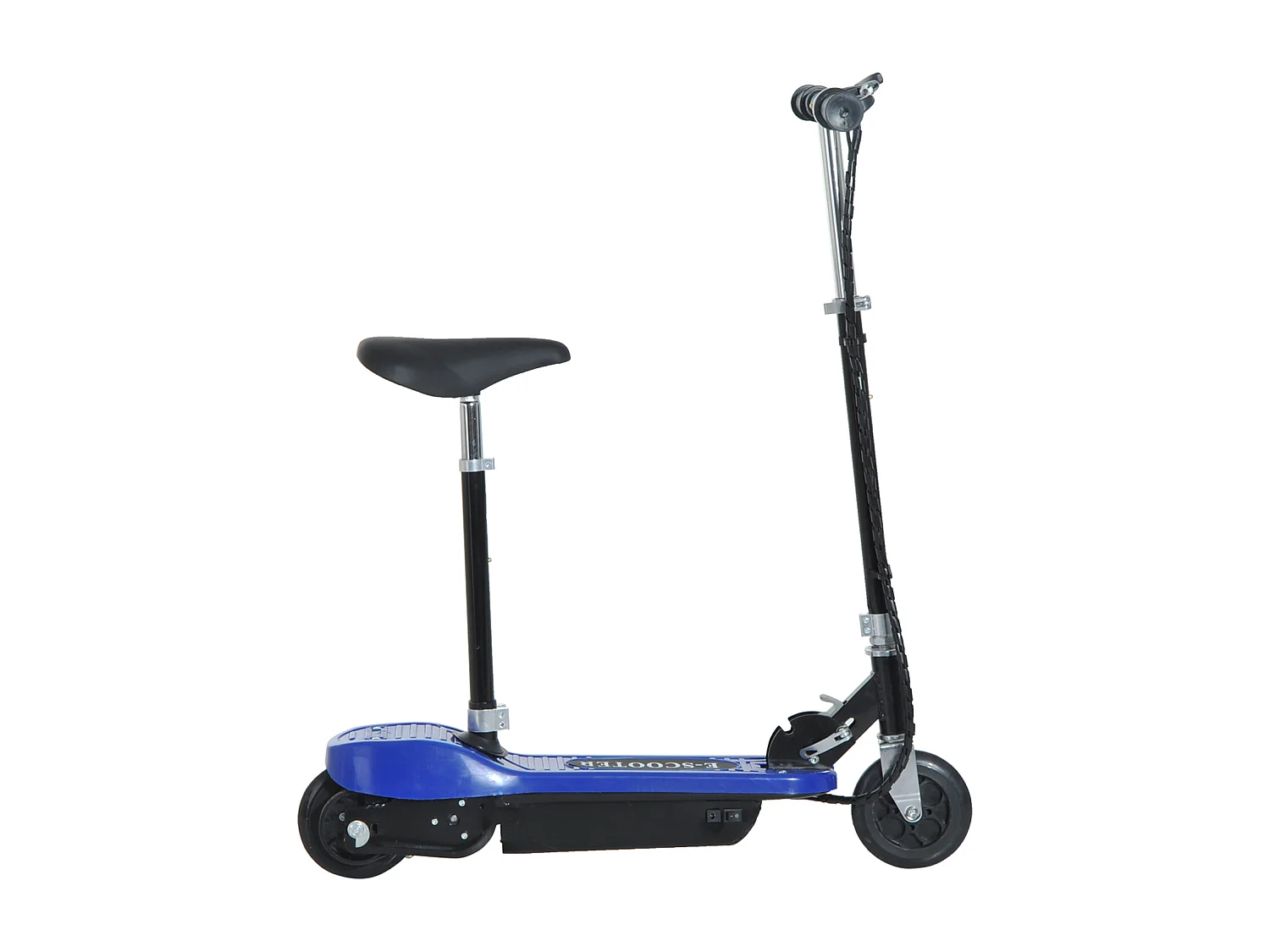 Trottinette électrique 120 W pliable pour enfant de 7 à 12 ans hauteur guidon et selle réglable 10 Km/h max. 2 roues PU bleu