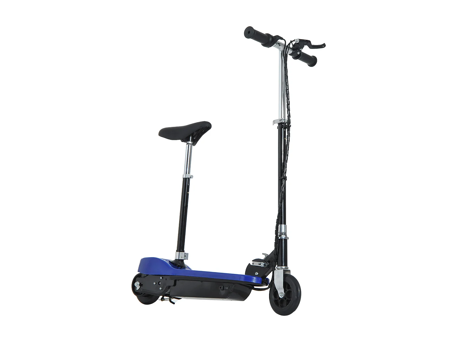 Trottinette électrique 120 W pliable pour enfant de 7 à 12 ans hauteur guidon et selle réglable 10 Km/h max. 2 roues PU bleu