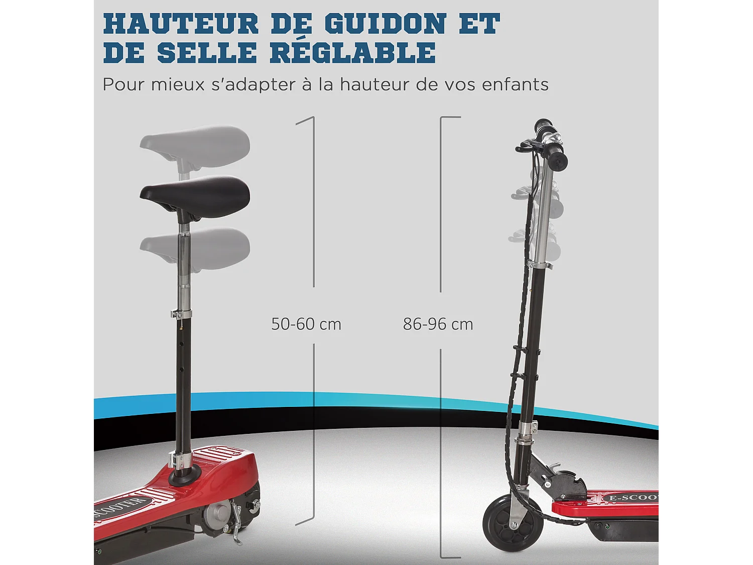 Trottinette Électrique 120 W Pliable pour Enfants de 7 à 12 Ans Hauteur de Guidon et Selle Réglable 10 Km/h Max. 2 Roues en PU Rouge