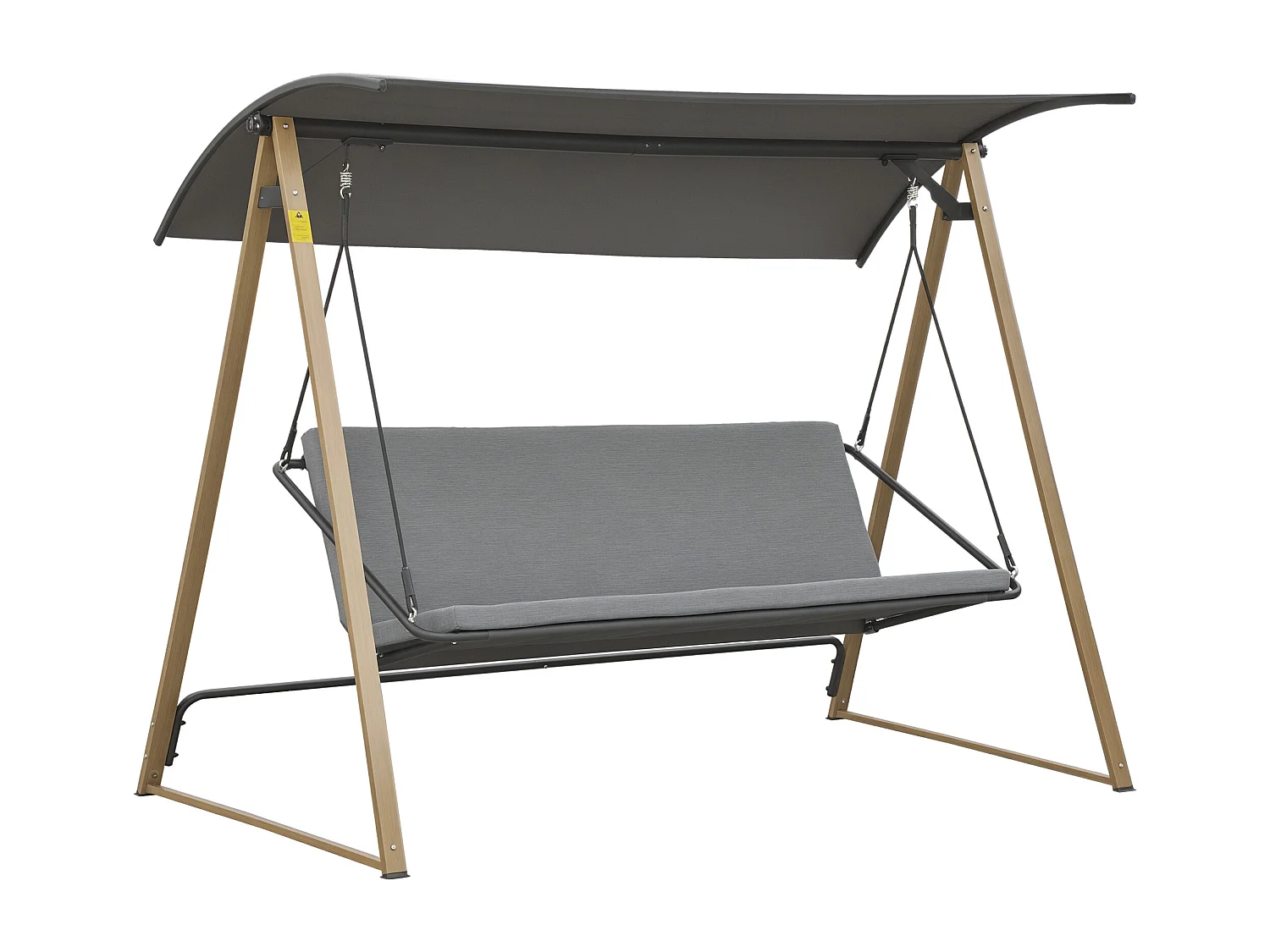 Balancelle de jardin 3 places design contemporain auvent réglable textilène polyester gris acier aspect bois