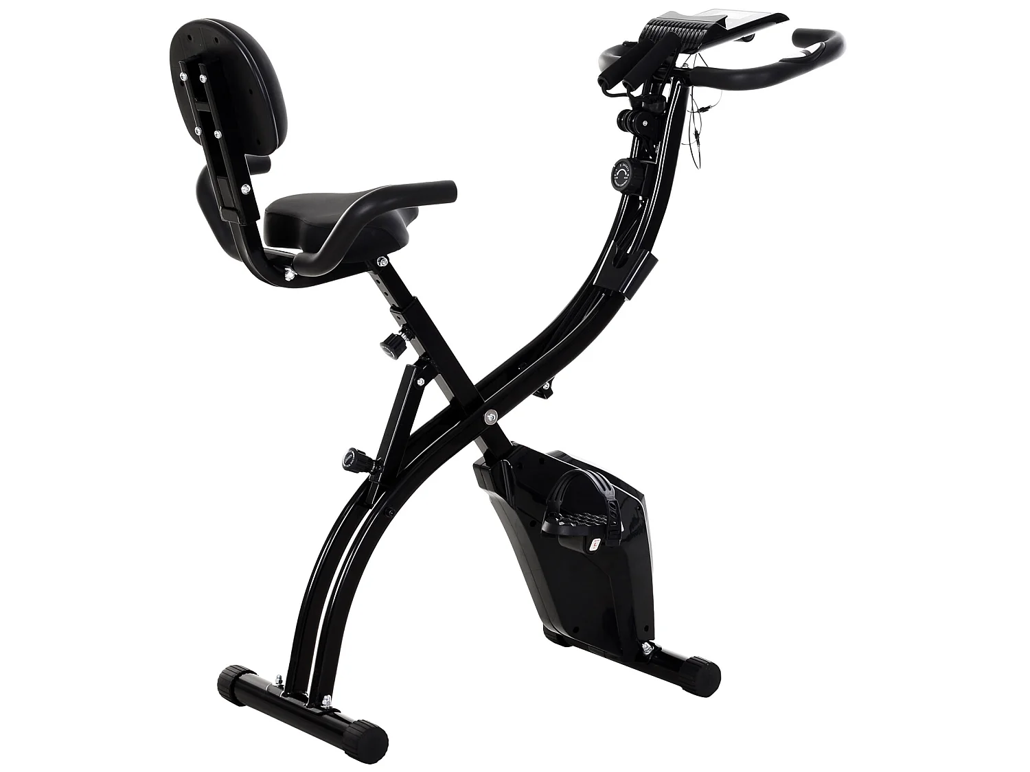Vélo d'appartement pliant 8 niveaux de réitance magnétique doier elle réglable poignée ergonomique écran LCD multifonction upenion upport tablette acier noir