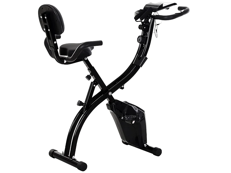 Vélo d'appartement pliant 8 niveaux de réitance magnétique doier elle réglable poignée ergonomique écran LCD multifonction upenion upport tablette acier noir