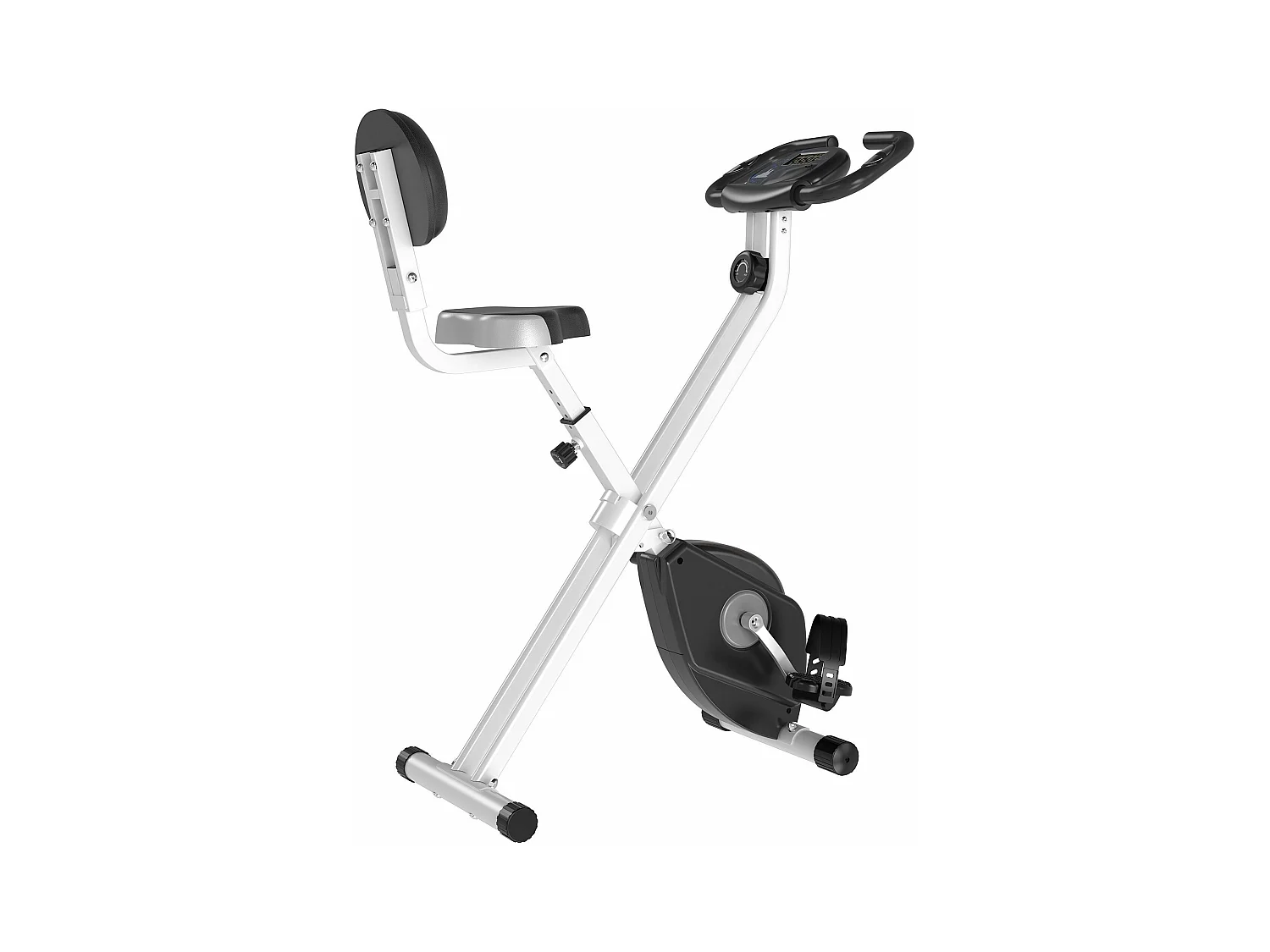 Vélo d'appartement pliable 8 niveaux de résistance magnétique selle réglable dossier écran LCD multifonction capteur fréquence cardiaque gris