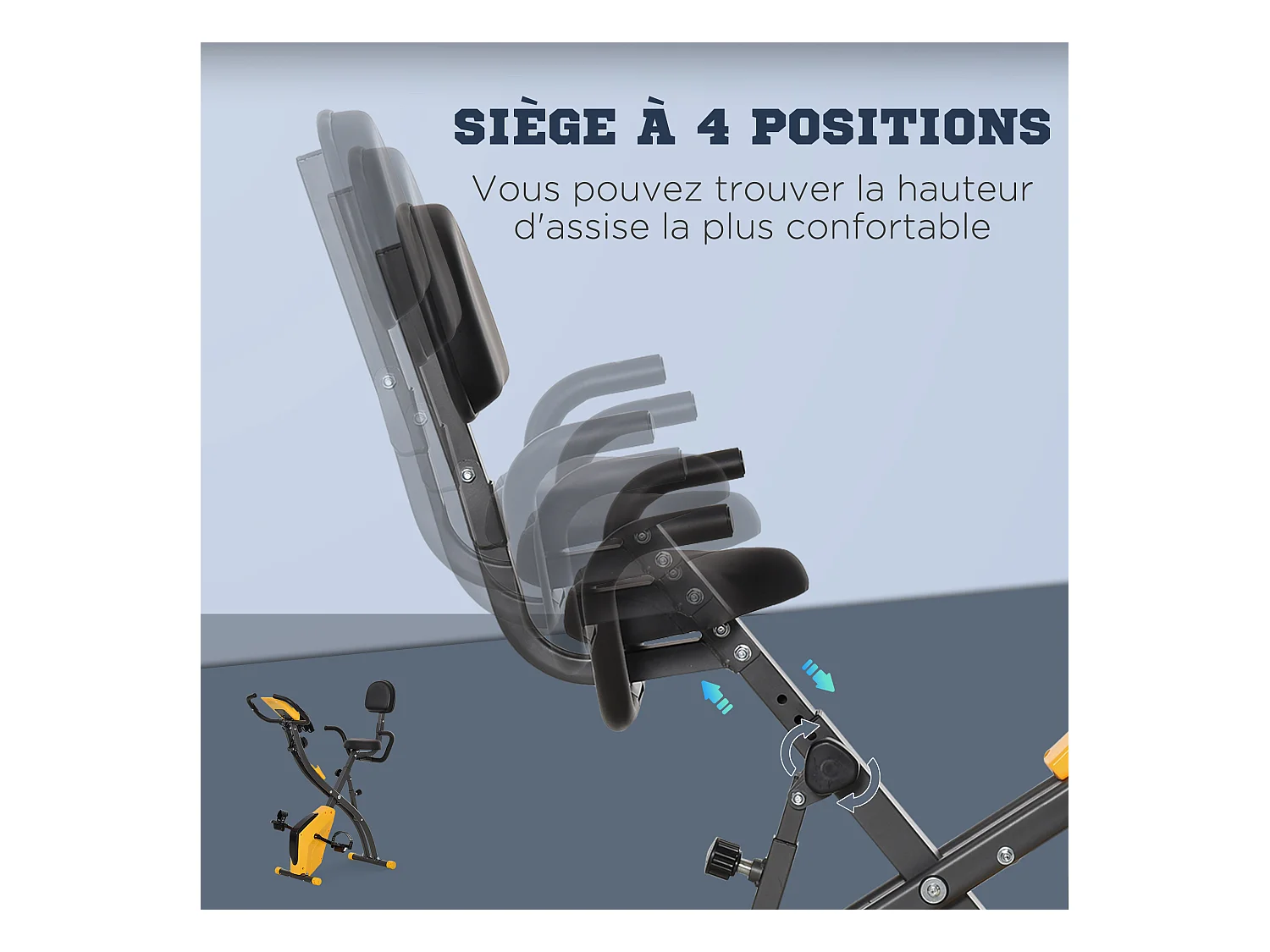 Vélo d'appartement pliant 8 niveaux de résistance selle réglable poignées ergonomiques écran LCD