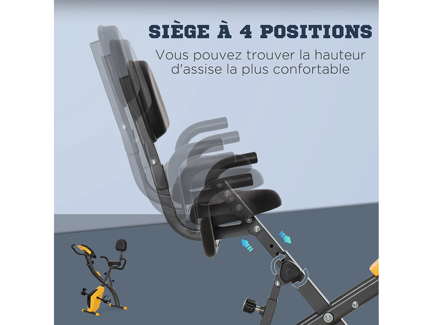 Vélo d'appartement pliant 8 niveaux de résistance selle réglable poignées ergonomiques écran LCD