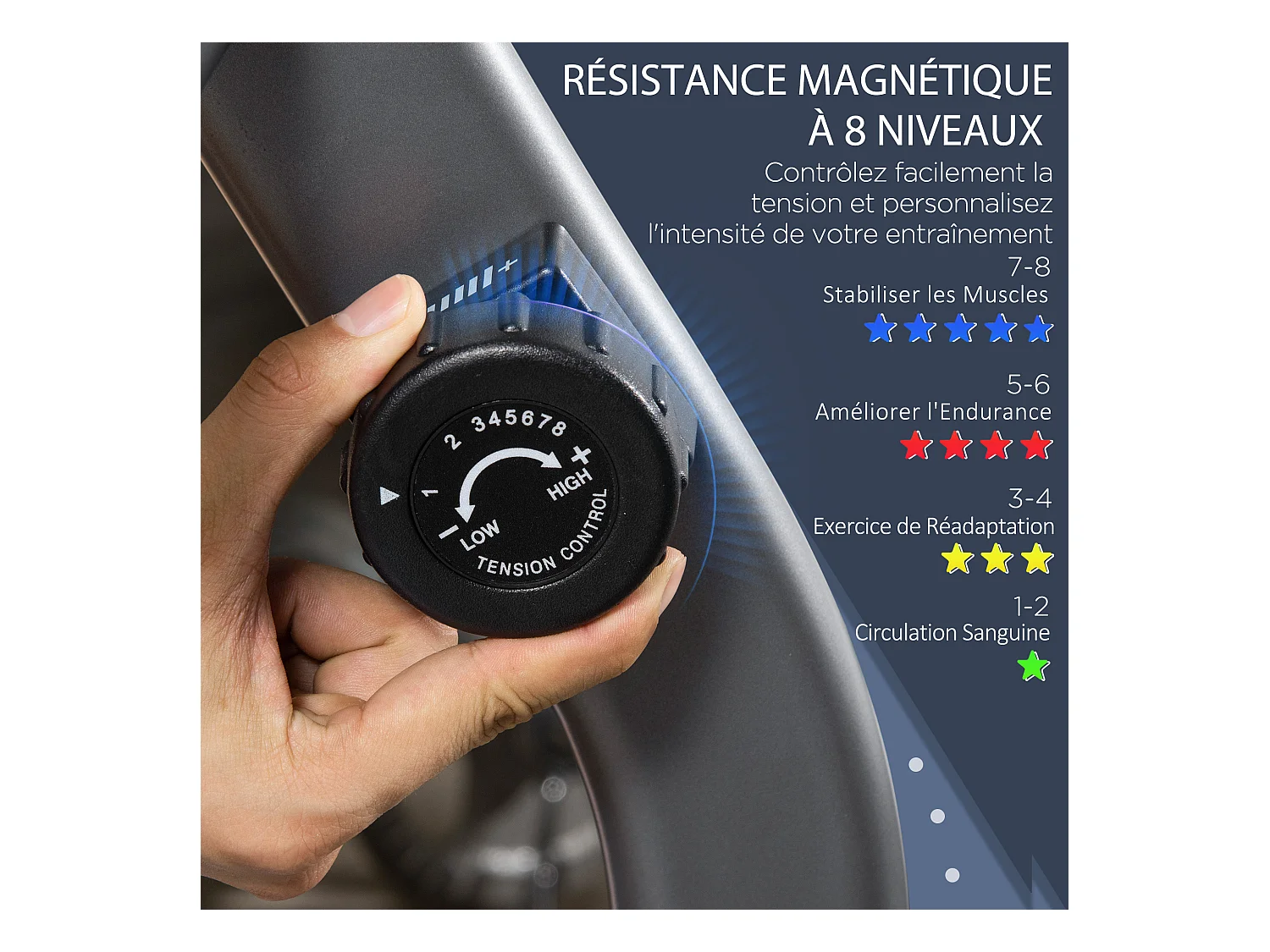 Vélo d'appartement semi-allongé magnétique écran LCD multifonction selle dossier résistance réglable acier ABS gris noir