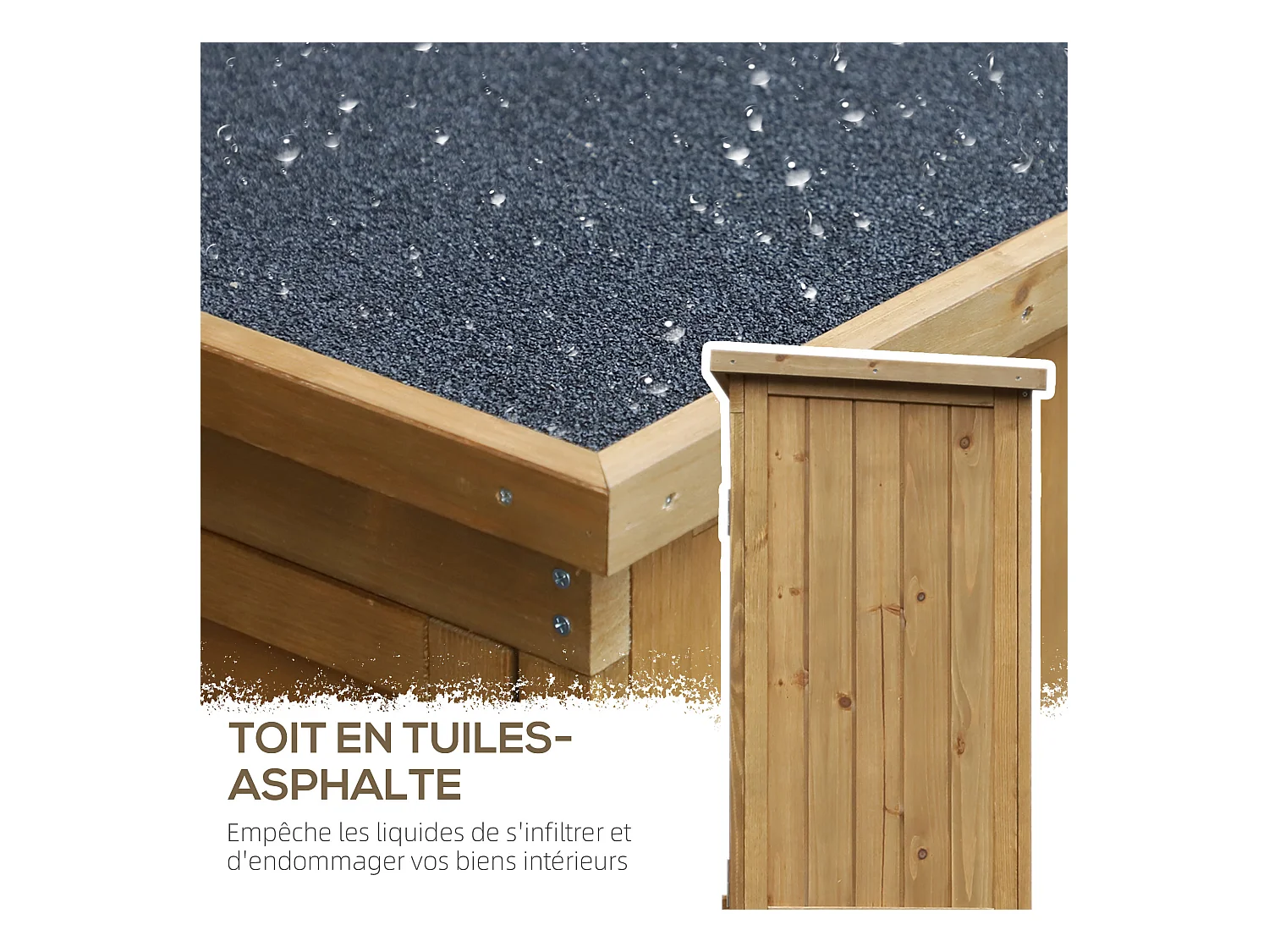 Armoire de jardin abri jardin remise pour outils sur pied 2 étagères portes persiennes toit bitumé étanche bois sapin pré-huilé