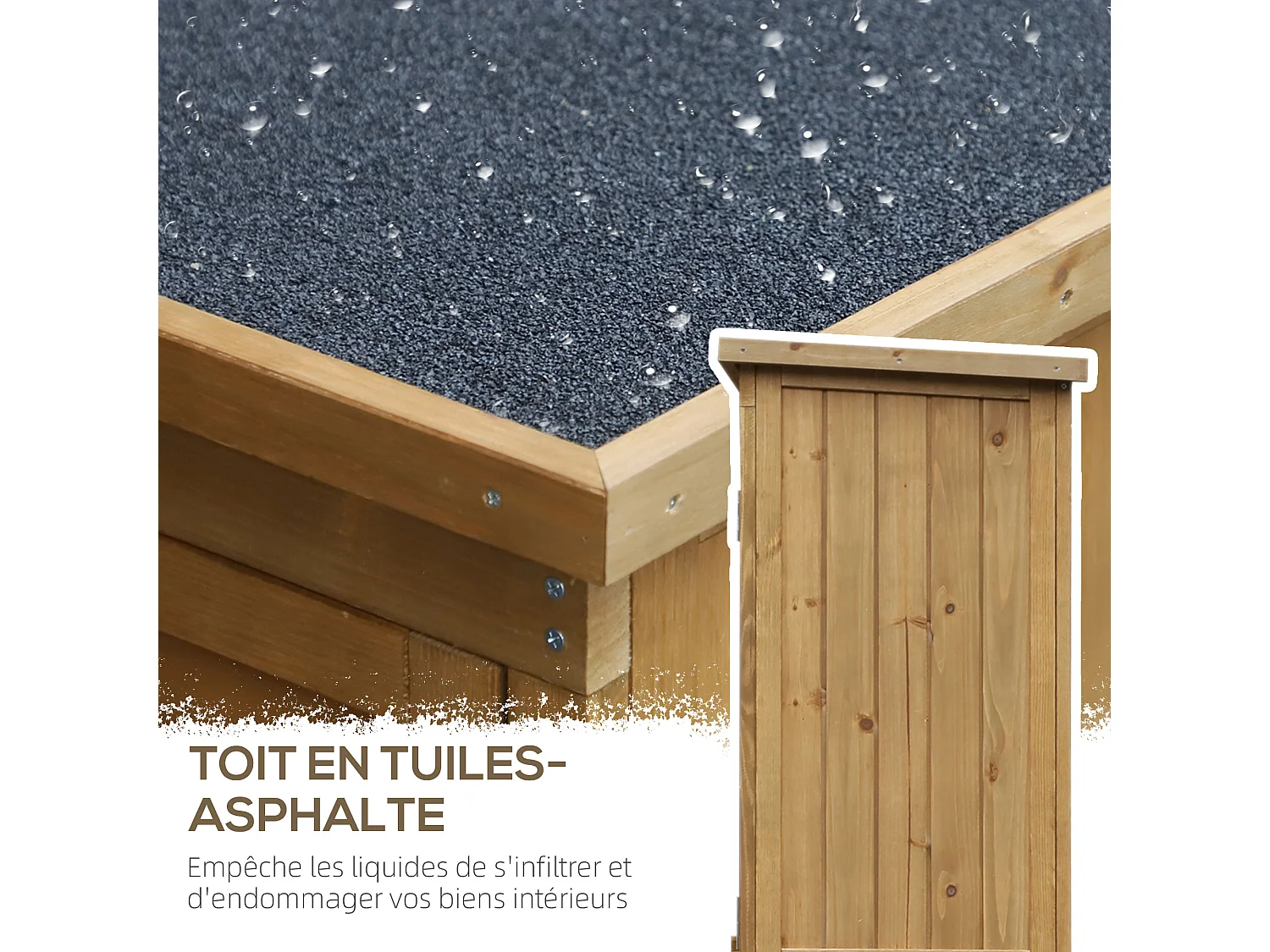 Armoire de jardin abri jardin remise pour outils sur pied 2 étagères portes persiennes toit bitumé étanche bois sapin pré-huilé