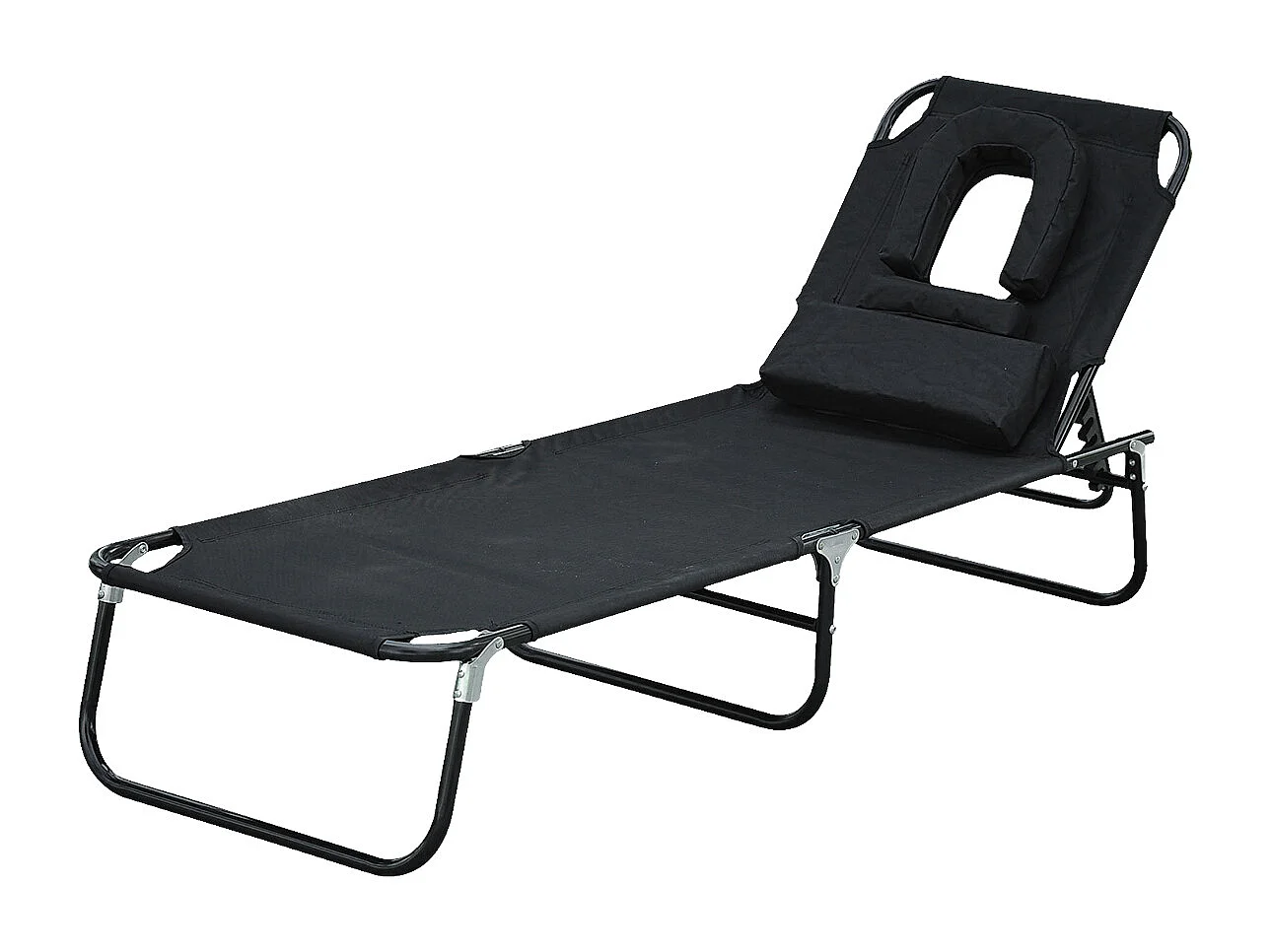 Transat de jardin chaise longue pliante bain de soleil pour lecture noir