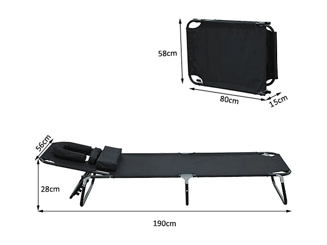 Transat de jardin chaise longue pliante bain de soleil pour lecture noir