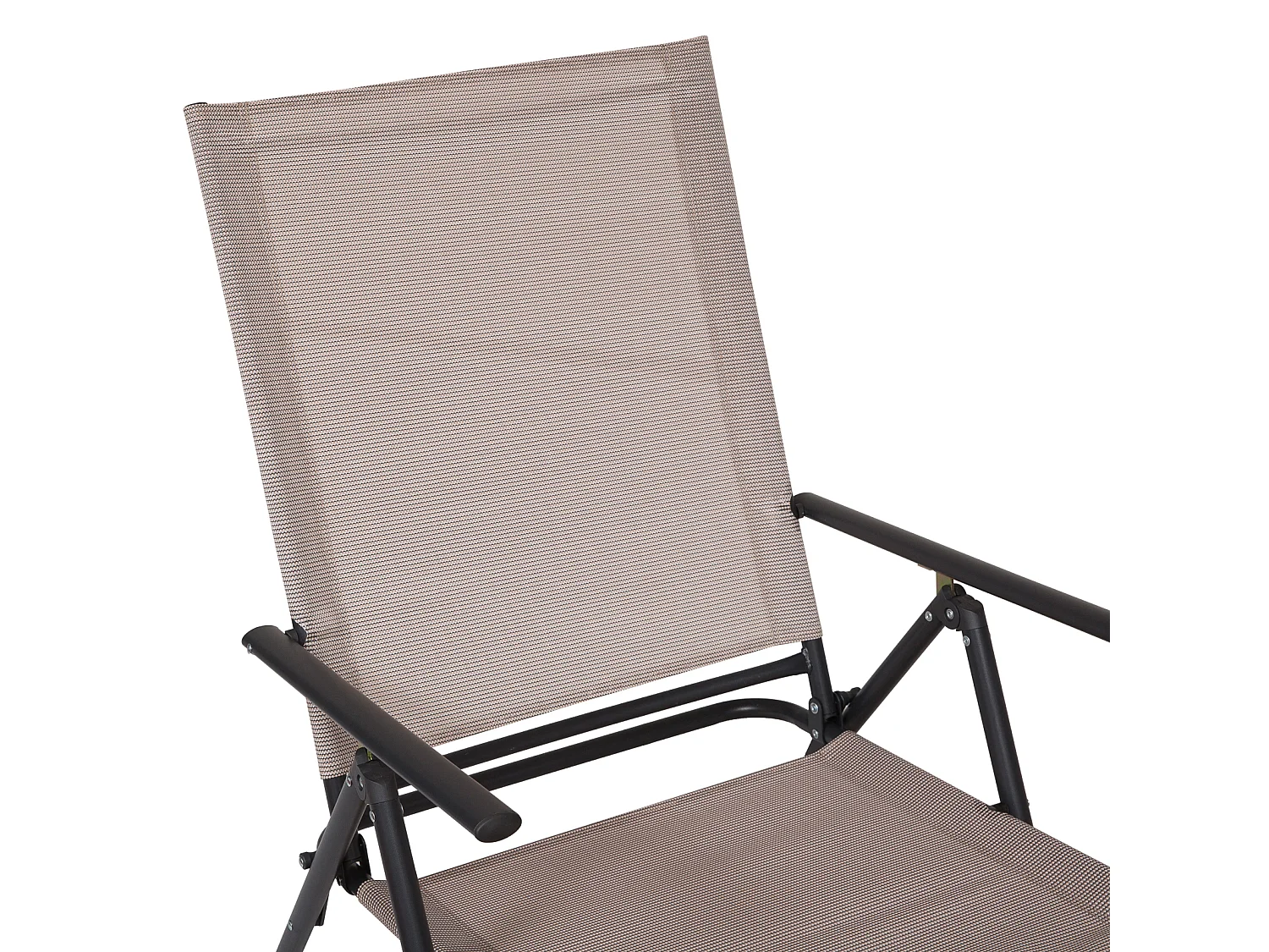 Bain de soleil pliable transat inclinable 5 positions chaise longue grand confort avec accoudoirs dim. 152L x 65l x 100H cm métal époxy textilène sable