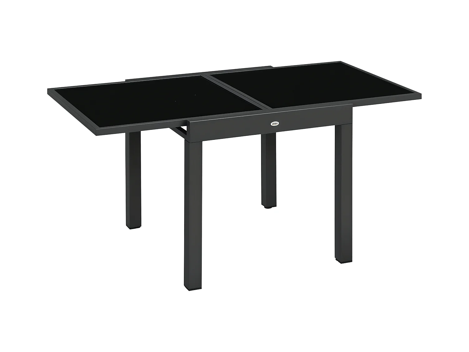 Table extensible de jardin grande taille dim. dépliées 160L x 80l x 75H cm alu métal époxy anthracite plateau verre trempé noir