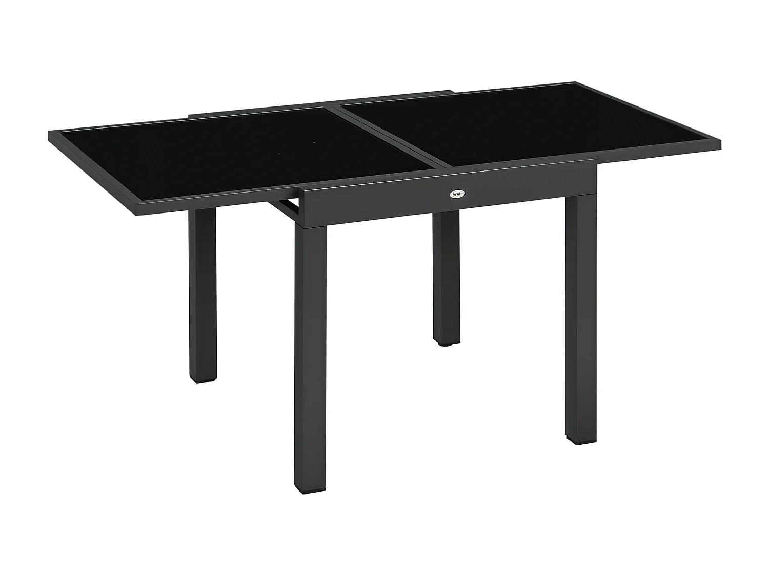 Table extensible de jardin grande taille dim. dépliées 160L x 80l x 75H cm alu métal époxy anthracite plateau verre trempé noir